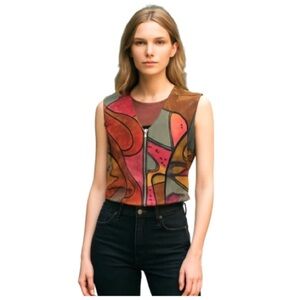IRO Women’s Full-Front Zip Vest. Red, Green, Blue, Yellow. Small